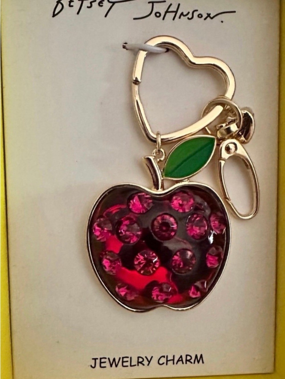 Betsey Johnson Red Crystal Apple Keyring